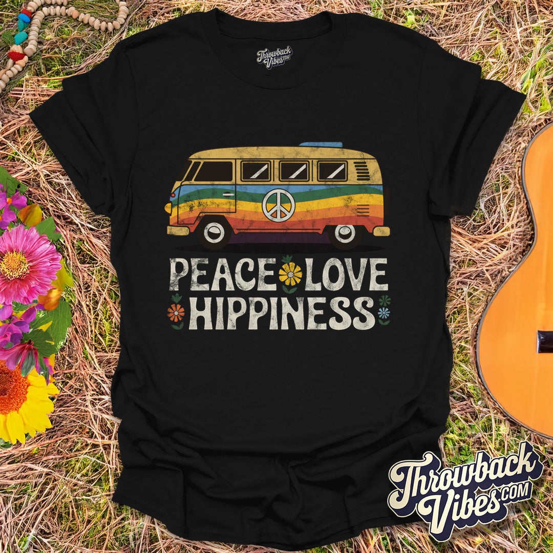 Peace Love Hippiness T-Shirt - Throwbackvibes