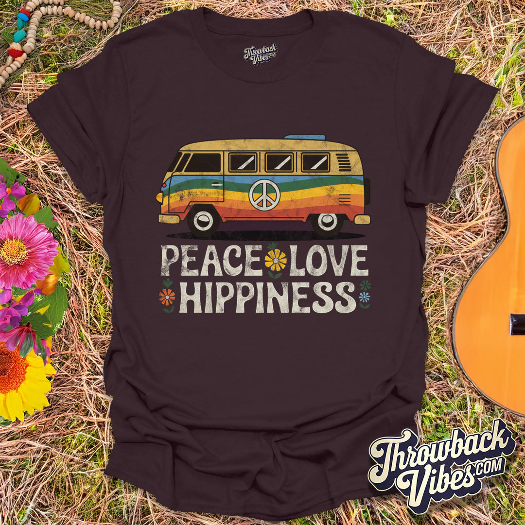 Peace Love Hippiness T-Shirt - Throwbackvibes