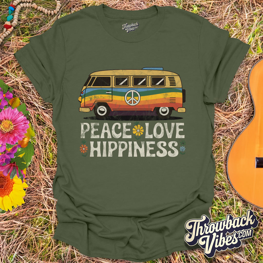 Peace Love Hippiness T-Shirt - Throwbackvibes