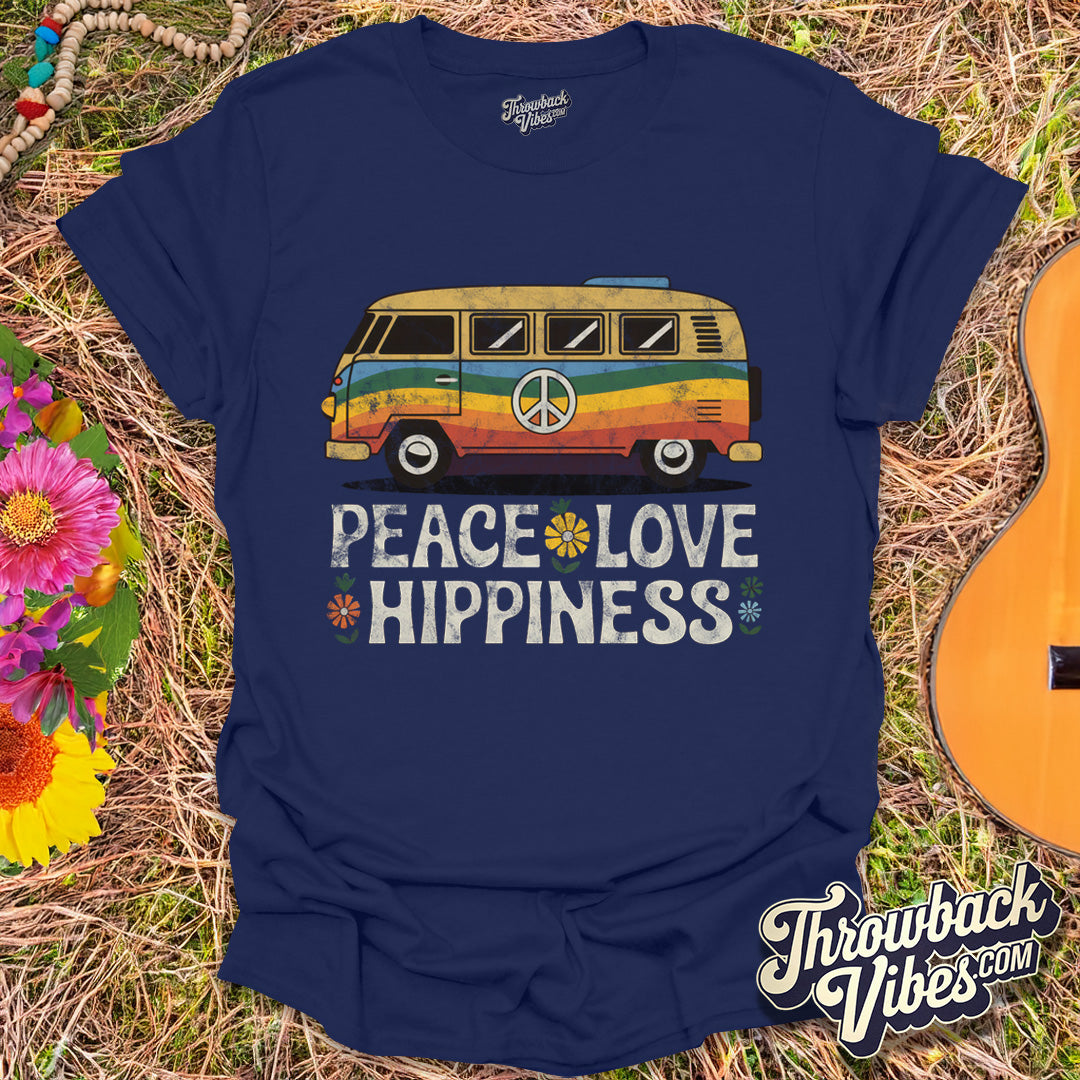 Peace Love Hippiness T-Shirt - Throwbackvibes