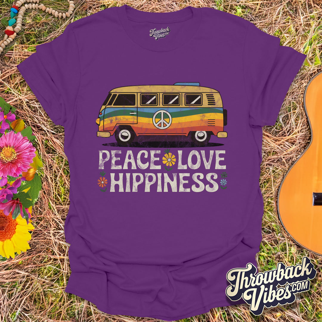 Peace Love Hippiness T-Shirt - Throwbackvibes