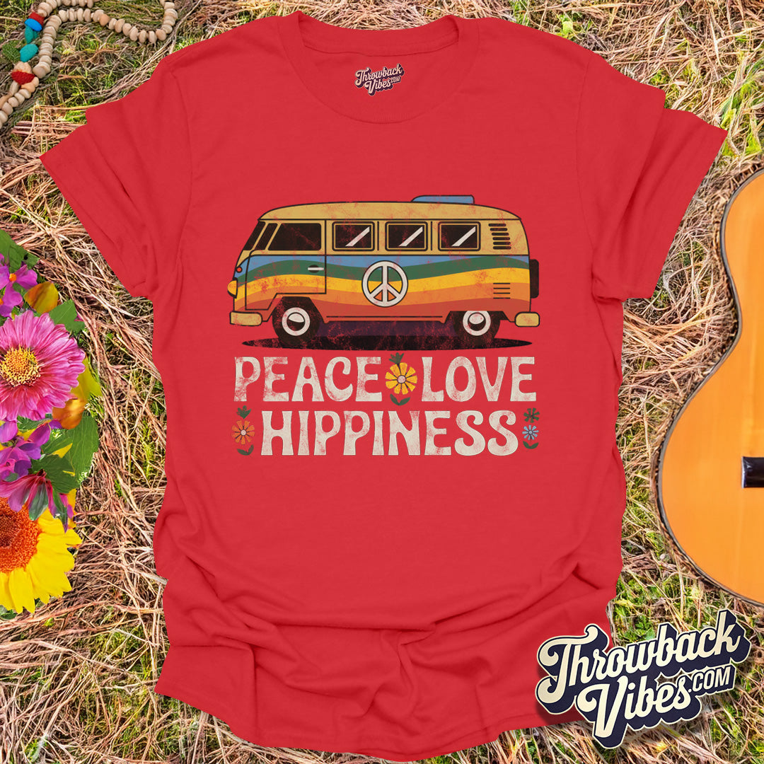 Peace Love Hippiness T-Shirt - Throwbackvibes