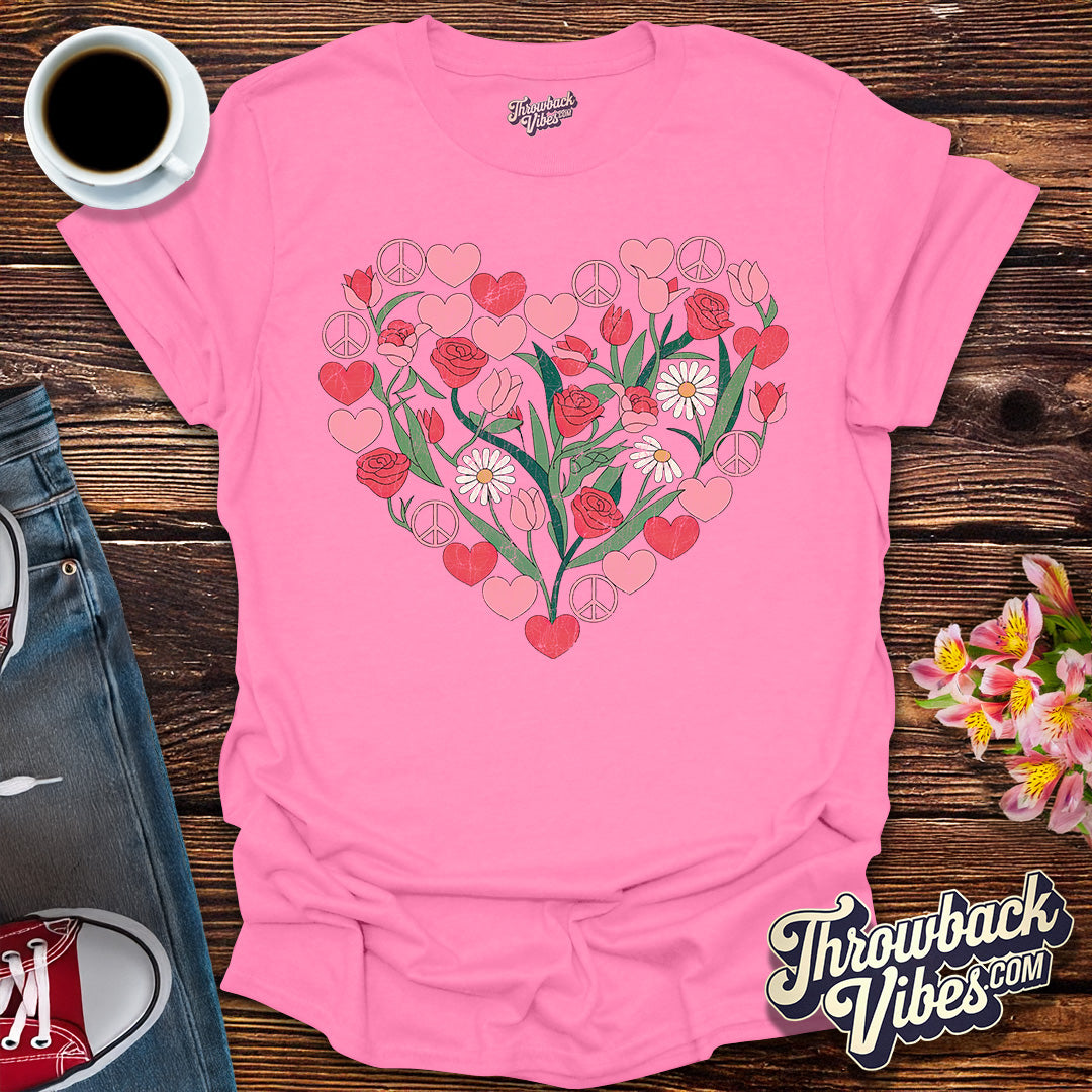 Flower Power Heart T-Shirt