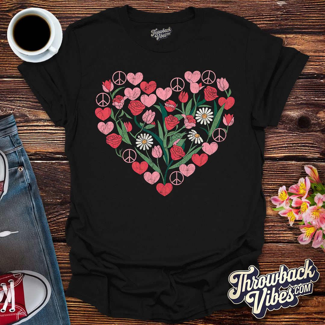 Flower Power Heart T-Shirt