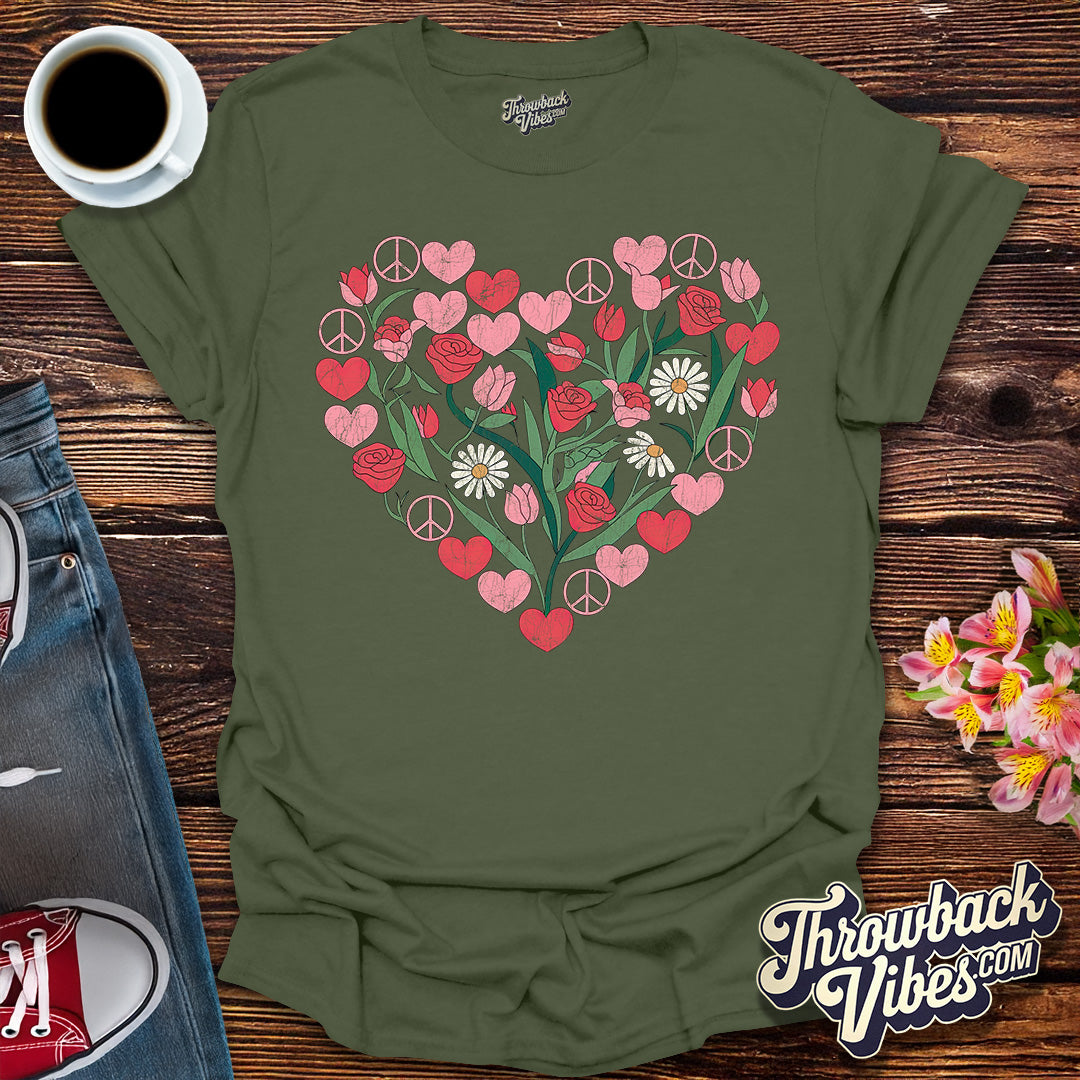 Flower Power Heart T-Shirt