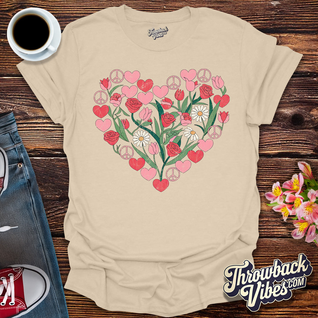 Flower Power Heart T-Shirt