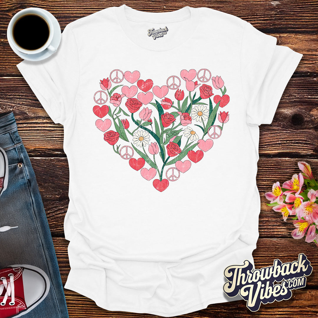 Flower Power Heart T-Shirt
