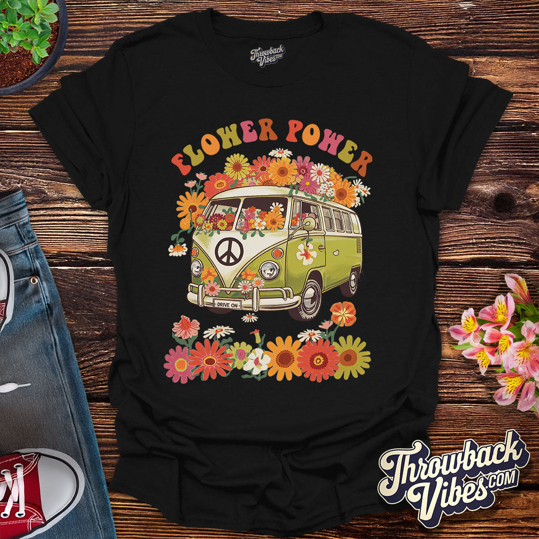 Flower Power β Retro Hippie Van T-Shirt