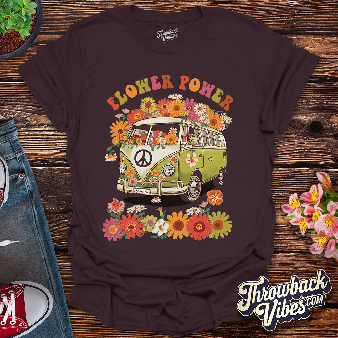 Flower Power β Retro Hippie Van T-Shirt