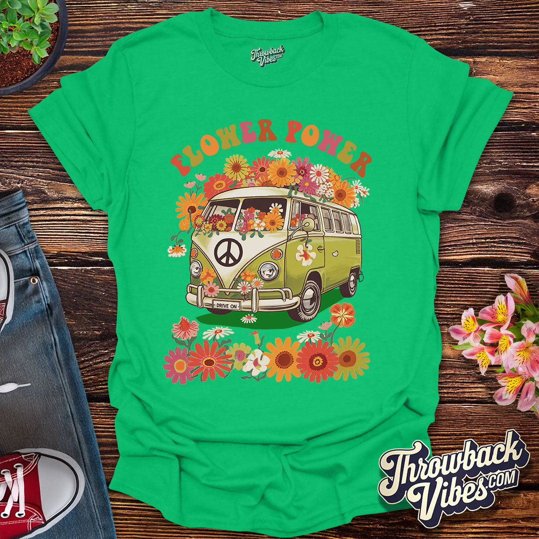 Flower Power β Retro Hippie Van T-Shirt