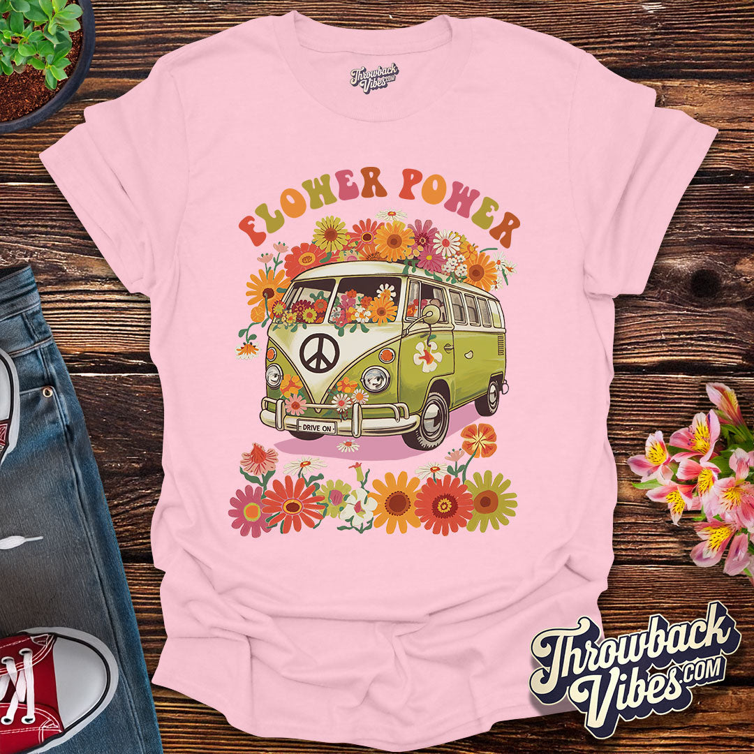 Flower Power β Retro Hippie Van T-Shirt