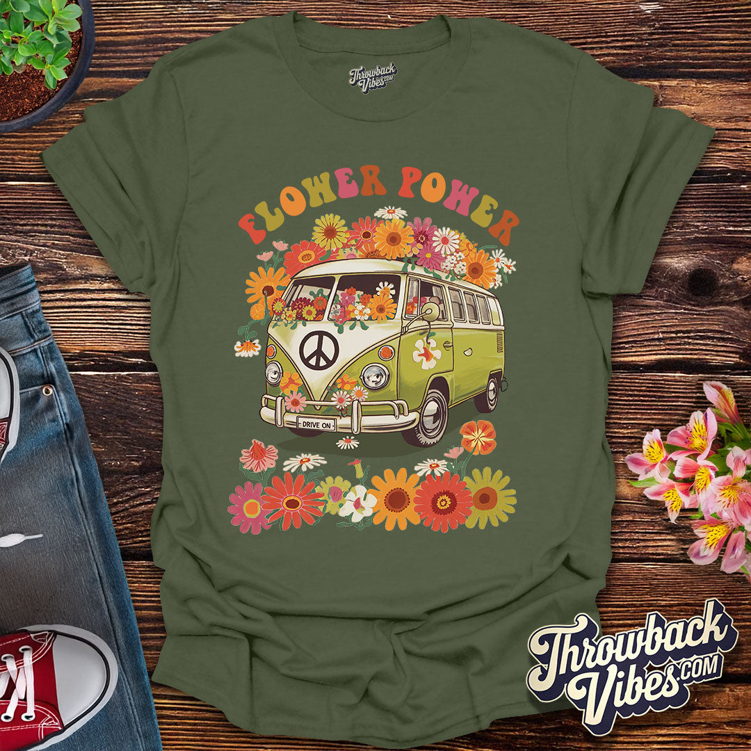 Flower Power β Retro Hippie Van T-Shirt