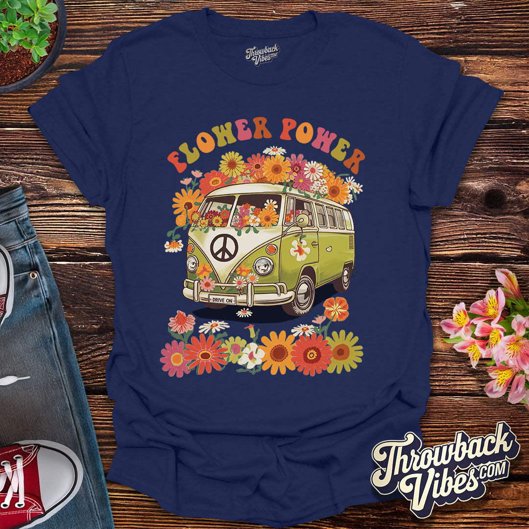 Flower Power β Retro Hippie Van T-Shirt