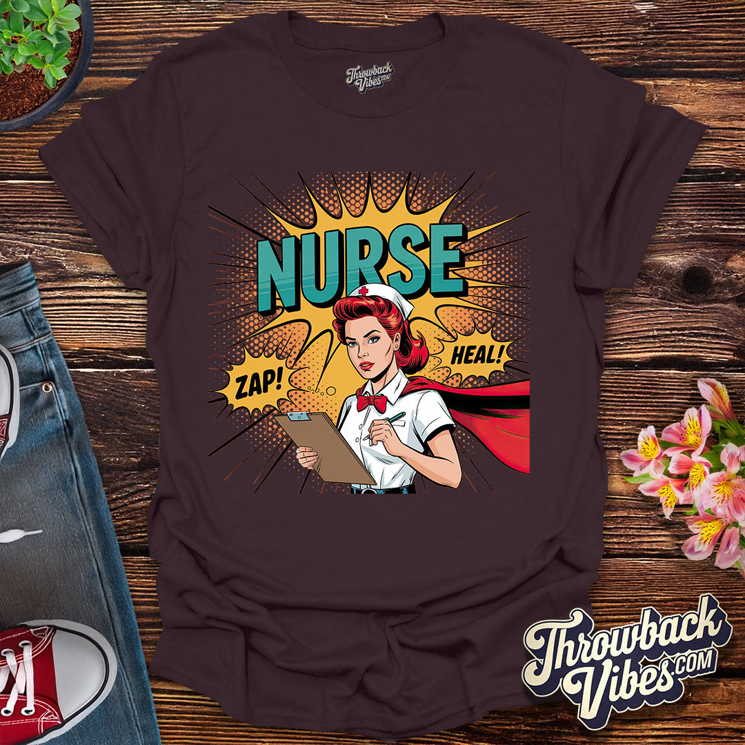Retro Comic Nurse Hero T-Shirt