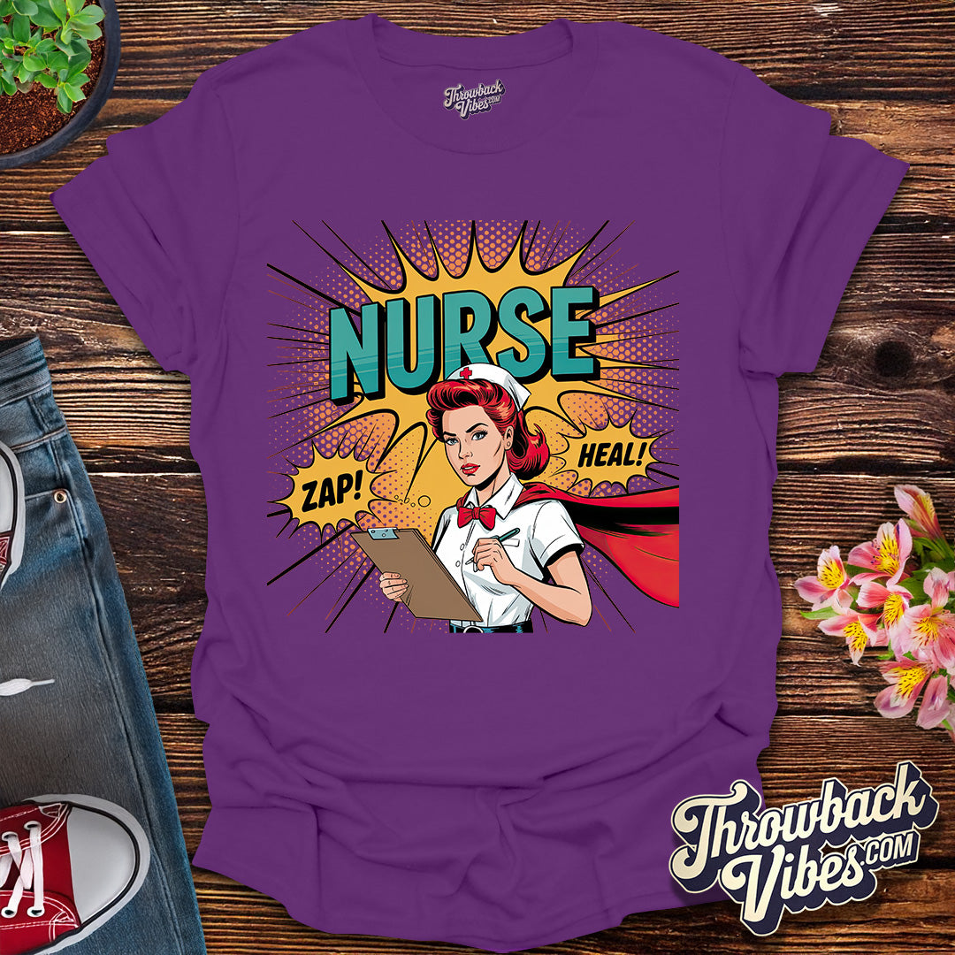 Retro Comic Nurse Hero T-Shirt