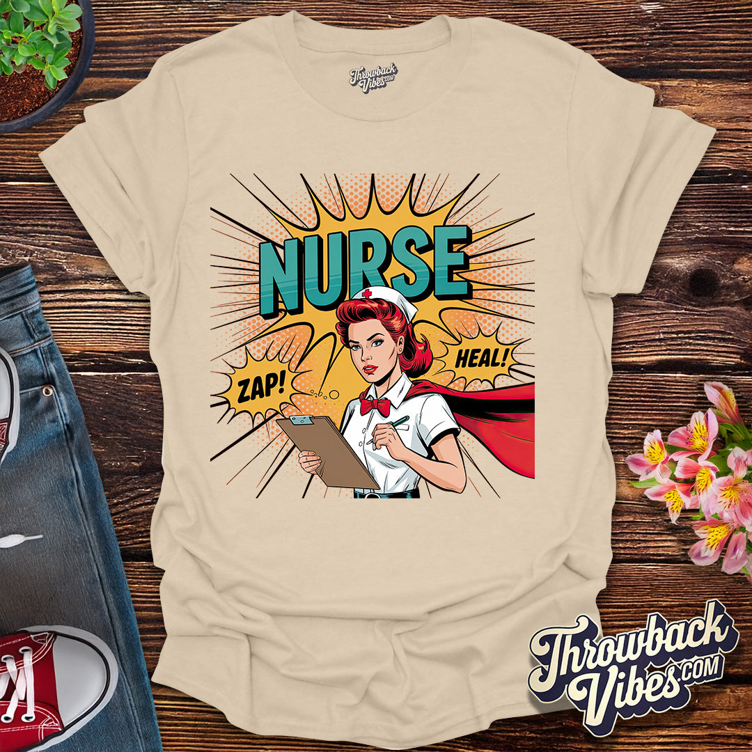 Retro Comic Nurse Hero T-Shirt