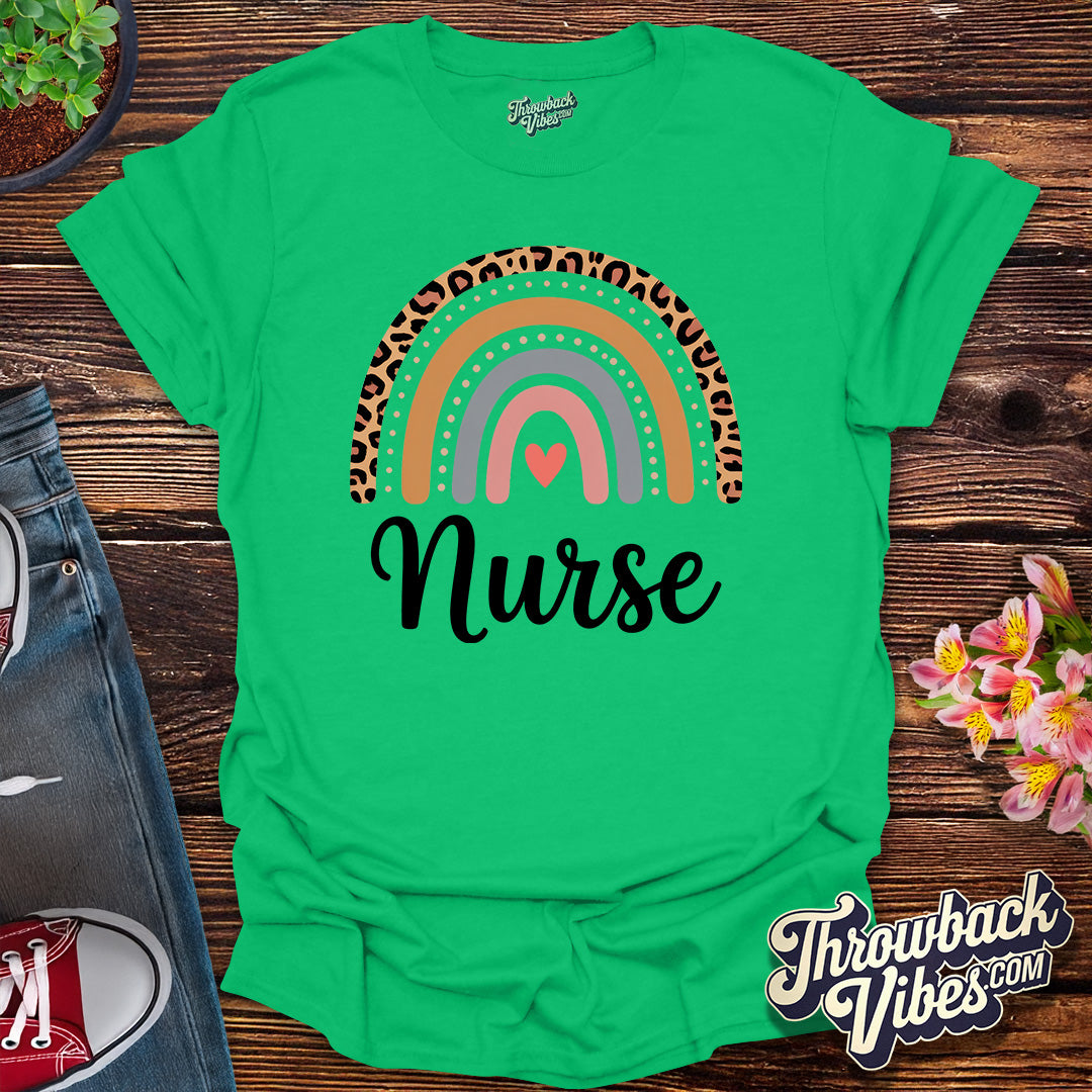 Leopard Rainbow Nurse T-Shirt