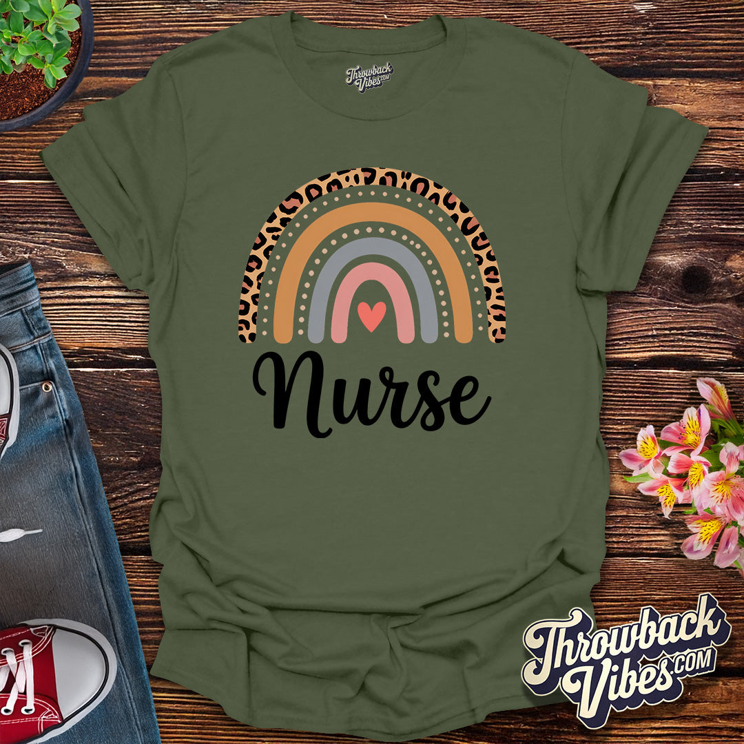 Leopard Rainbow Nurse T-Shirt