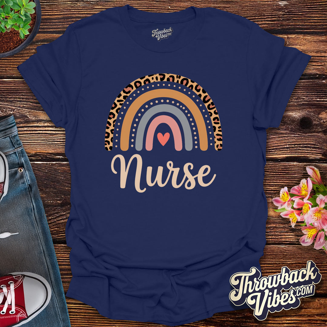 Leopard Rainbow Nurse T-Shirt