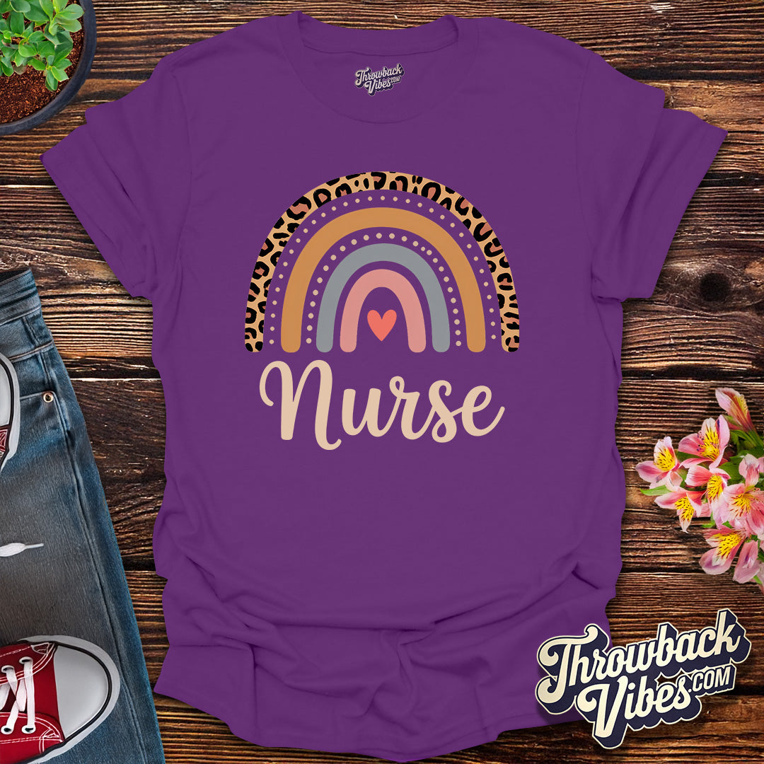 Leopard Rainbow Nurse T-Shirt