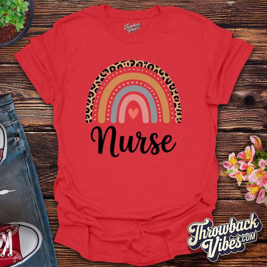 Leopard Rainbow Nurse T-Shirt
