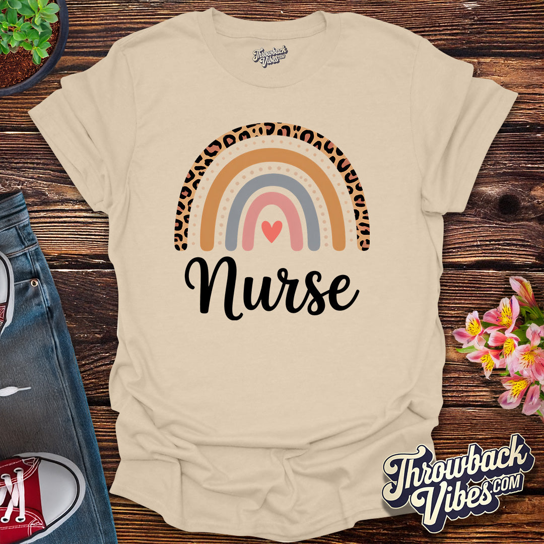 Leopard Rainbow Nurse T-Shirt