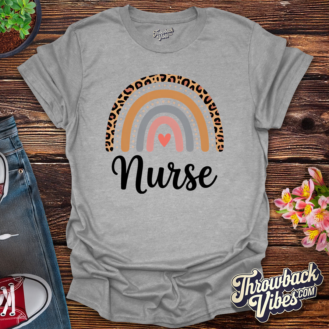 Leopard Rainbow Nurse T-Shirt