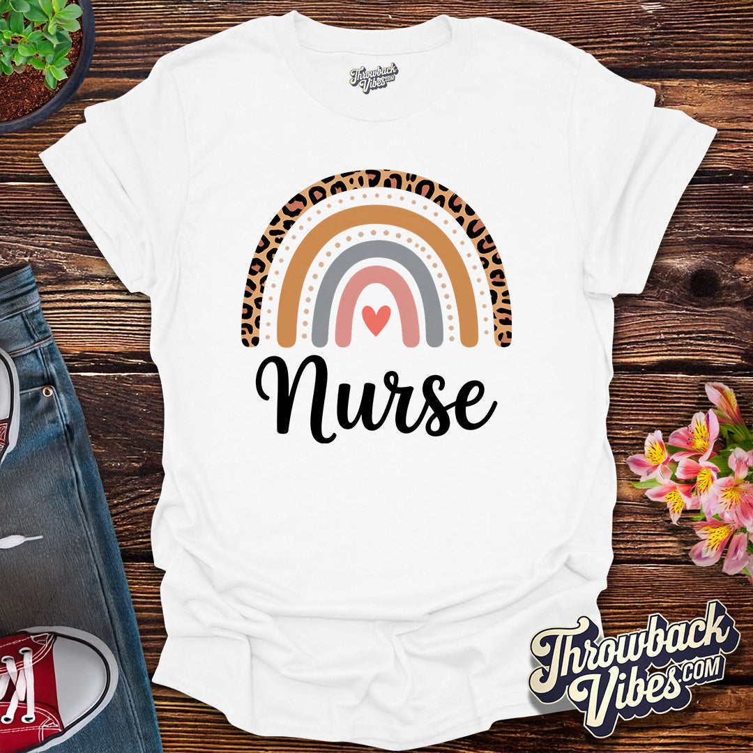 Leopard Rainbow Nurse T-Shirt