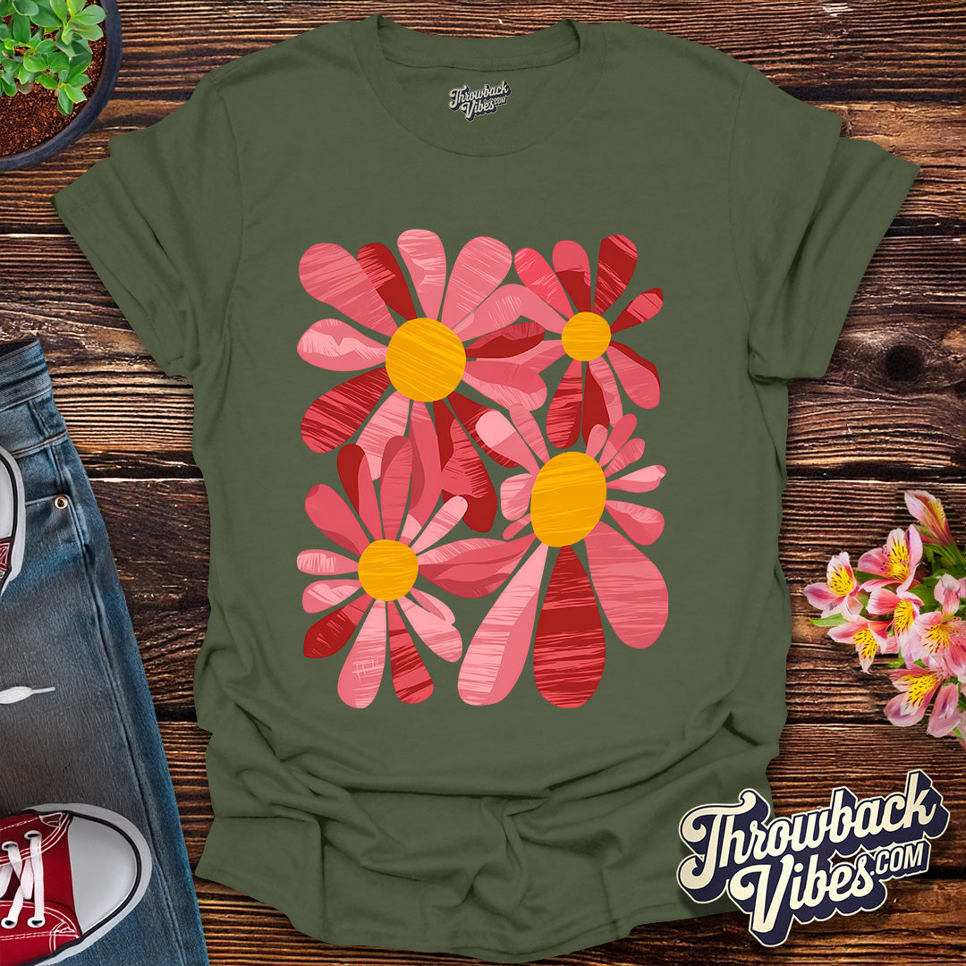 Retro Groovy Flowers T-Shirt