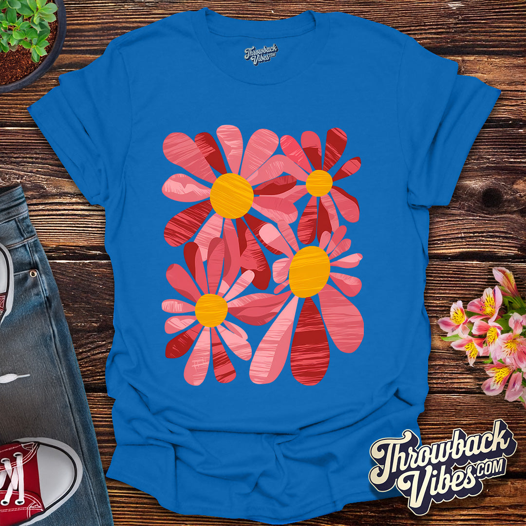 Retro Groovy Flowers T-Shirt