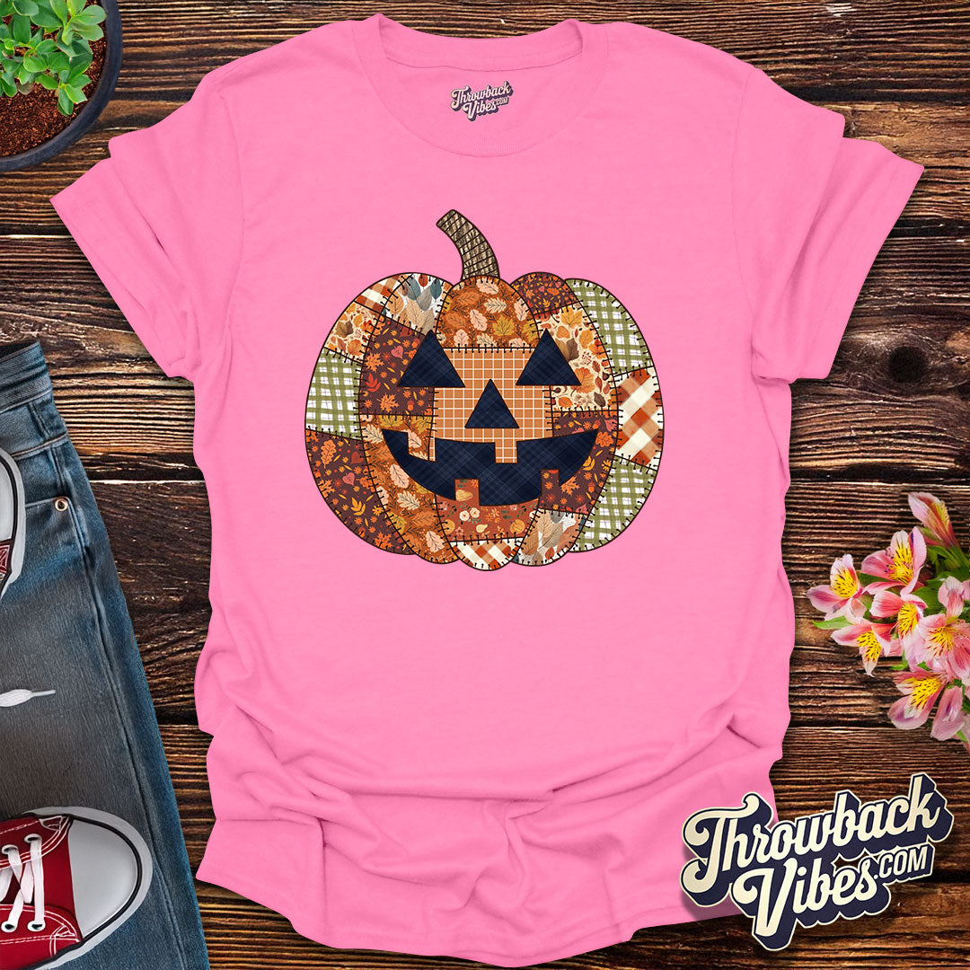 Patchwork Pumpkin β Retro Fall T-Shirt