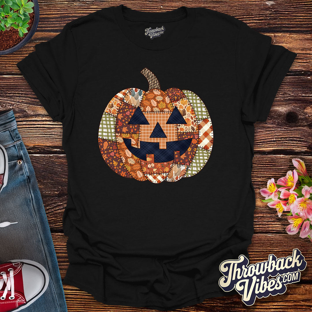 Patchwork Pumpkin β Retro Fall T-Shirt
