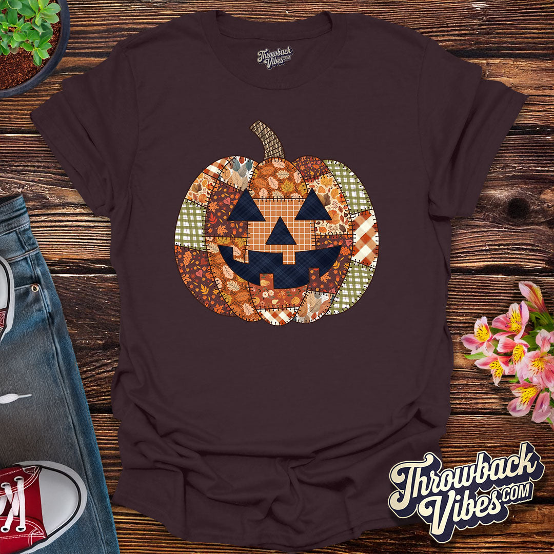 Patchwork Pumpkin β Retro Fall T-Shirt