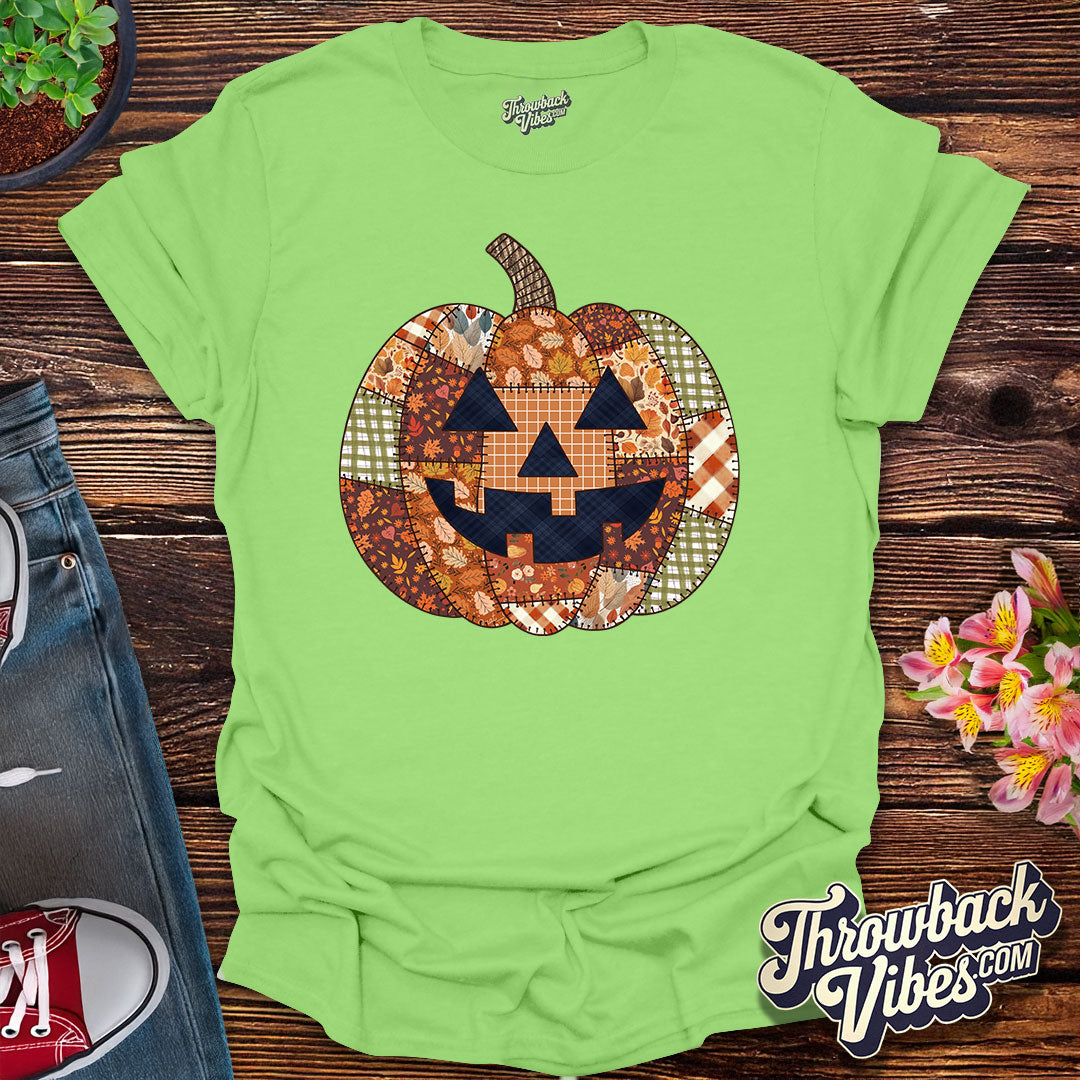 Patchwork Pumpkin β Retro Fall T-Shirt