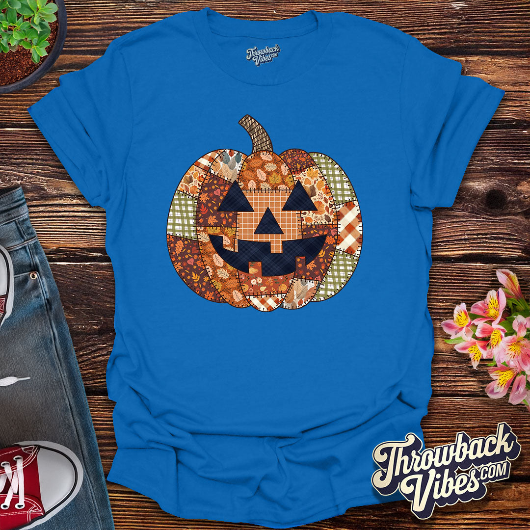 Patchwork Pumpkin β Retro Fall T-Shirt