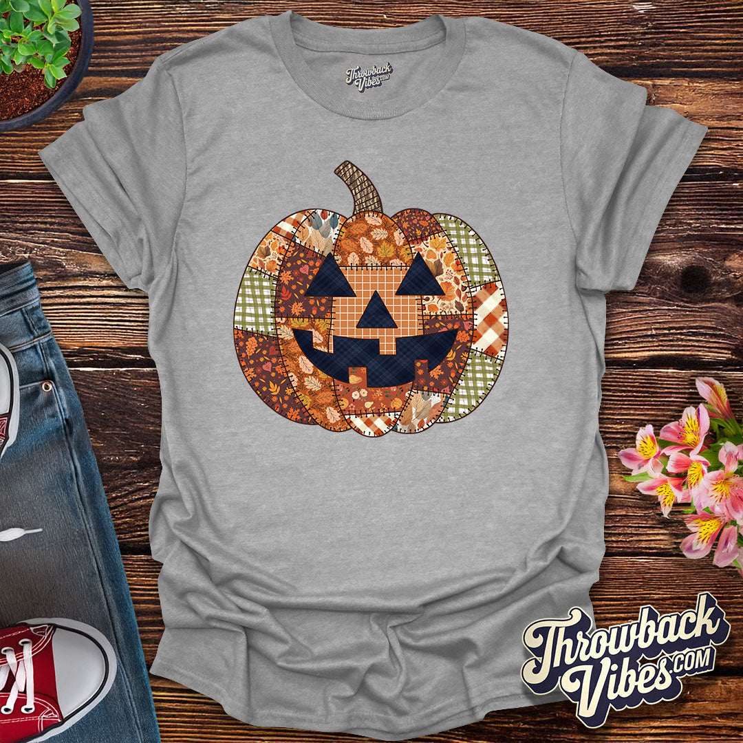 Patchwork Pumpkin β Retro Fall T-Shirt