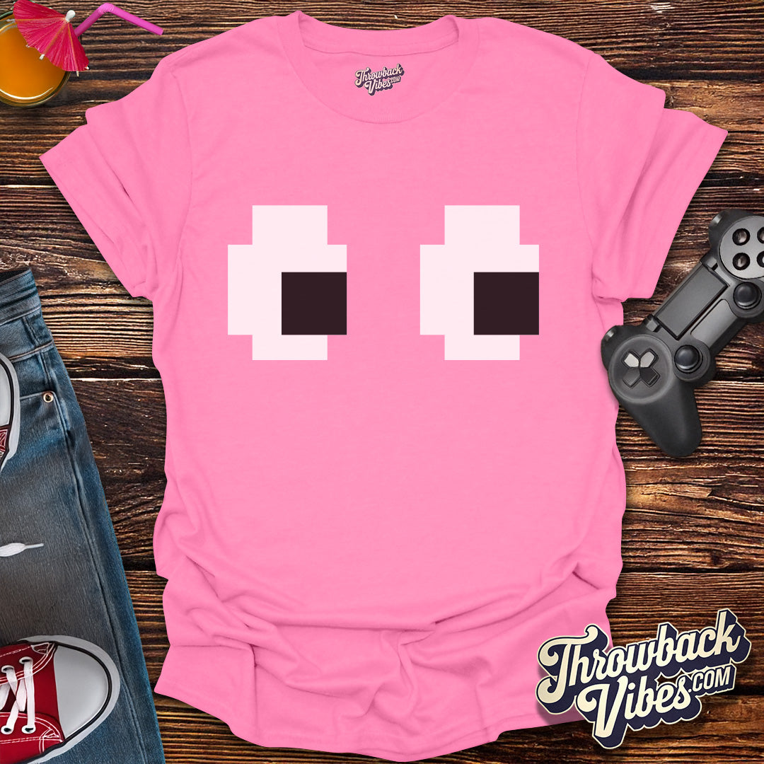 80s 8-Bit Pixel Eyes Gamer Style T-Shirt - Throwbackvibes
