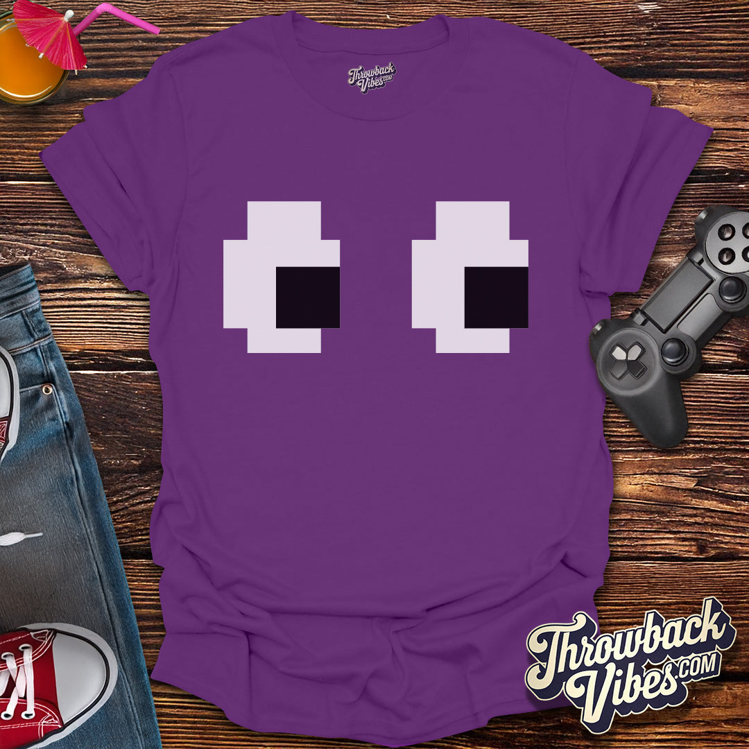 80s 8-Bit Pixel Eyes Gamer Style T-Shirt - Throwbackvibes