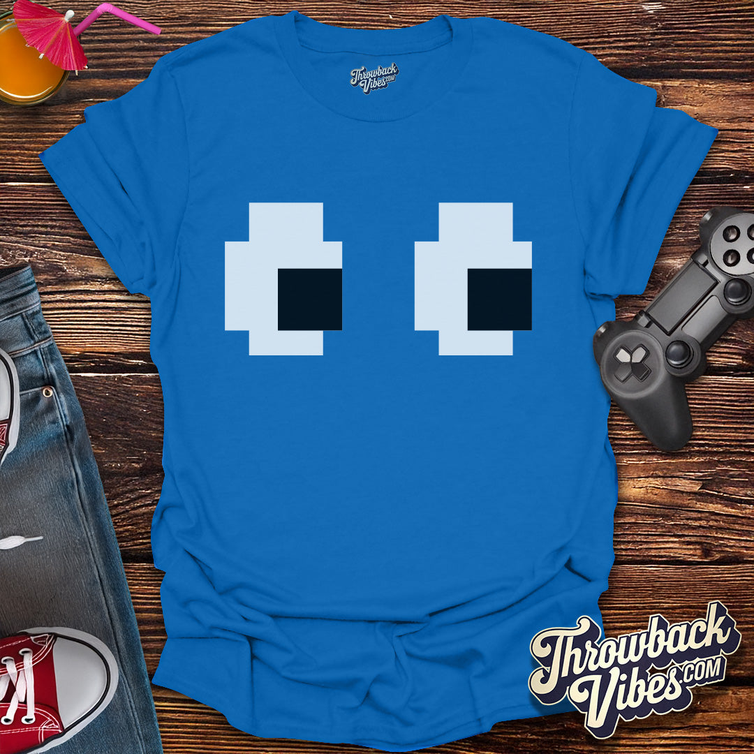 80s 8-Bit Pixel Eyes Gamer Style T-Shirt - Throwbackvibes