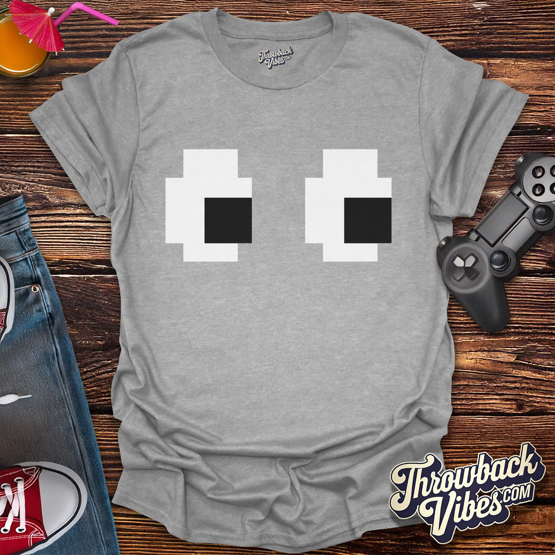 80s 8-Bit Pixel Eyes Gamer Style T-Shirt - Throwbackvibes