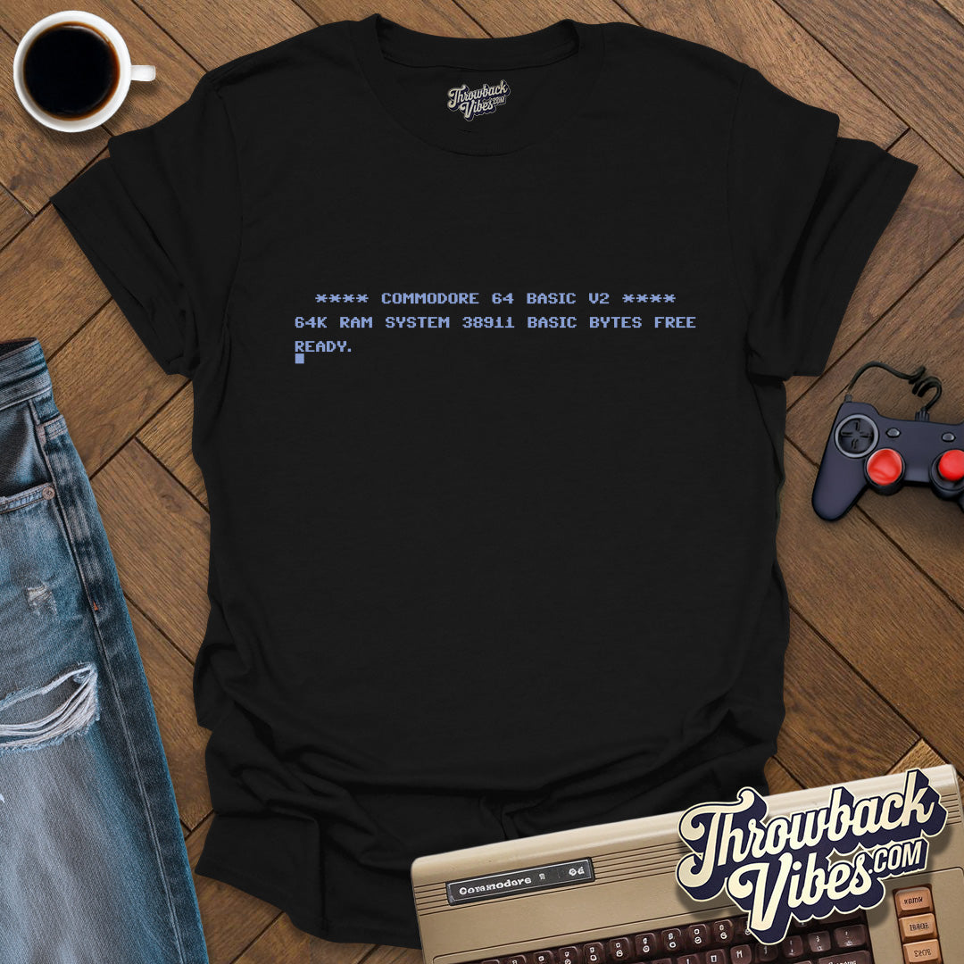 C64 Basic Start Screen T-Shirt - Throwbackvibes