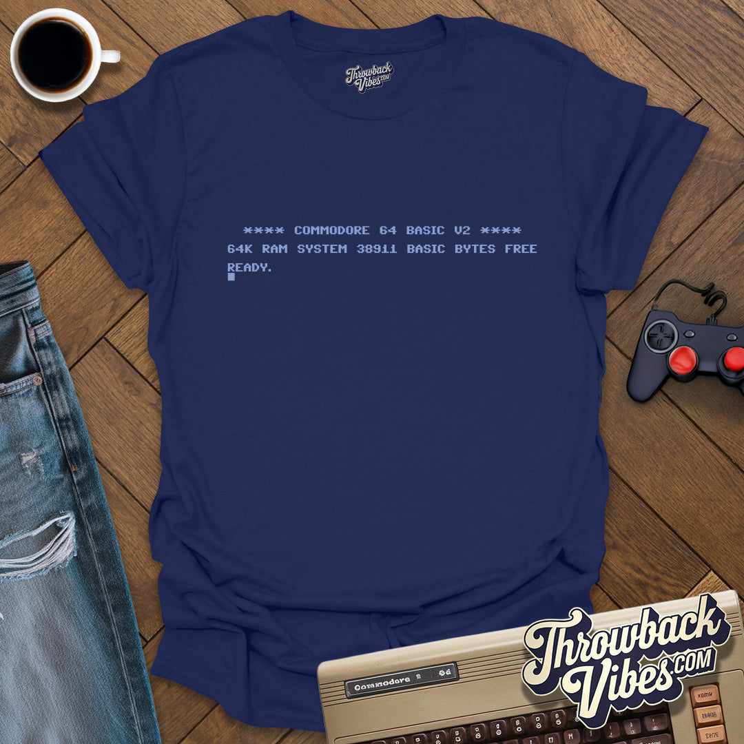 C64 Basic Start Screen T-Shirt - Throwbackvibes
