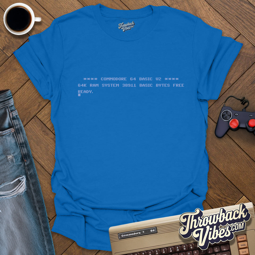 C64 Basic Start Screen T-Shirt - Throwbackvibes