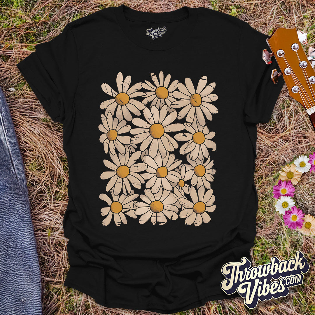 Daisy Flowers Retro T-Shirt - Throwbackvibes