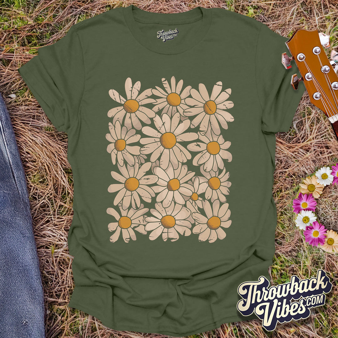 Daisy Flowers Retro T-Shirt - Throwbackvibes