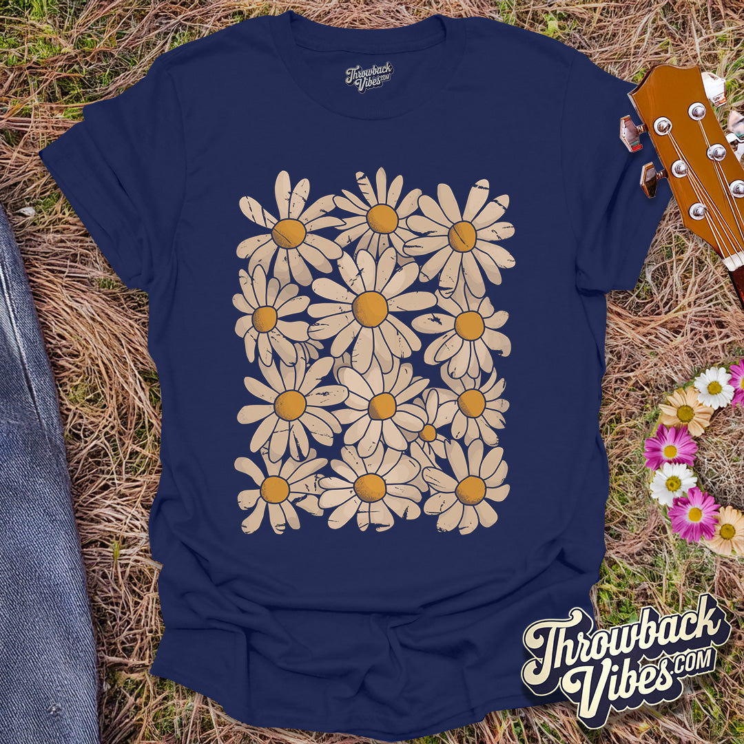 Daisy Flowers Retro T-Shirt - Throwbackvibes