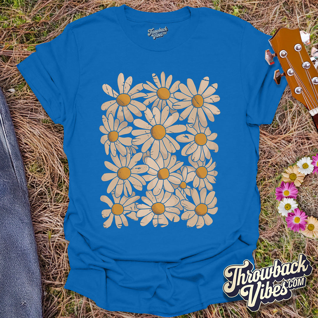 Daisy Flowers Retro T-Shirt - Throwbackvibes