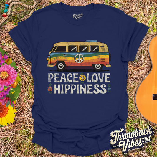 Peace Love Hippiness T-Shirt - Throwbackvibes 