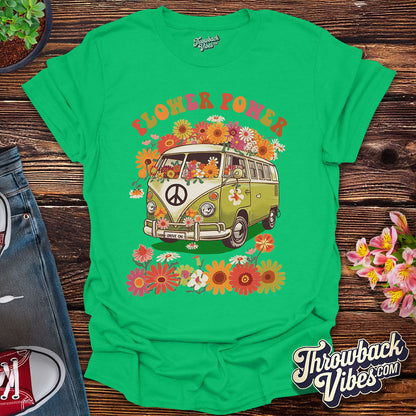 Flower Power – Retro Hippie Van T-Shirt