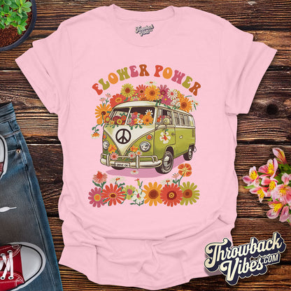 Flower Power – Retro Hippie Van T-Shirt